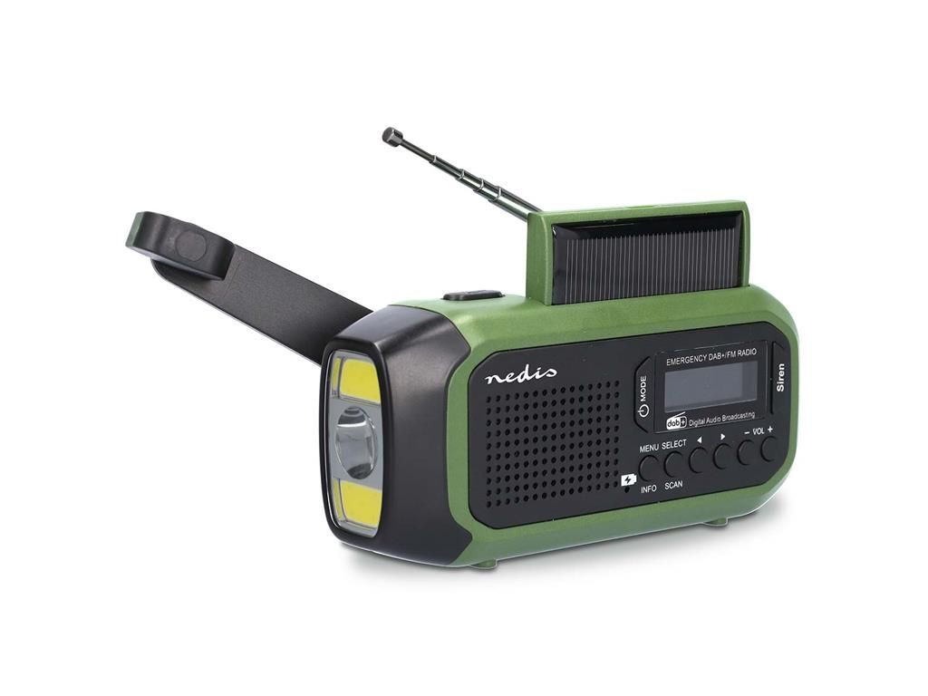 radio portabil de urgenta, dab+, fm, 5w, ecran 1,46", panou solar, negru/verde, nedis - imagine 8